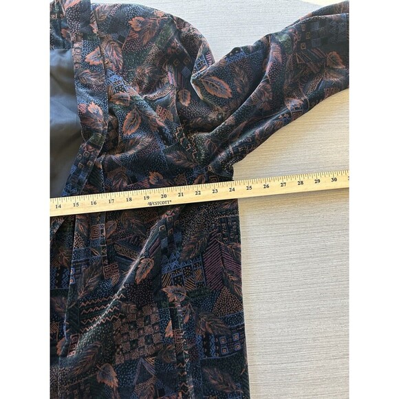 VTG 1990’s PORTRAIT J.L. DE BALL VELVET WOMEN GEOMETRIC MIDI COAT JACKET L - Picture 5 of 6